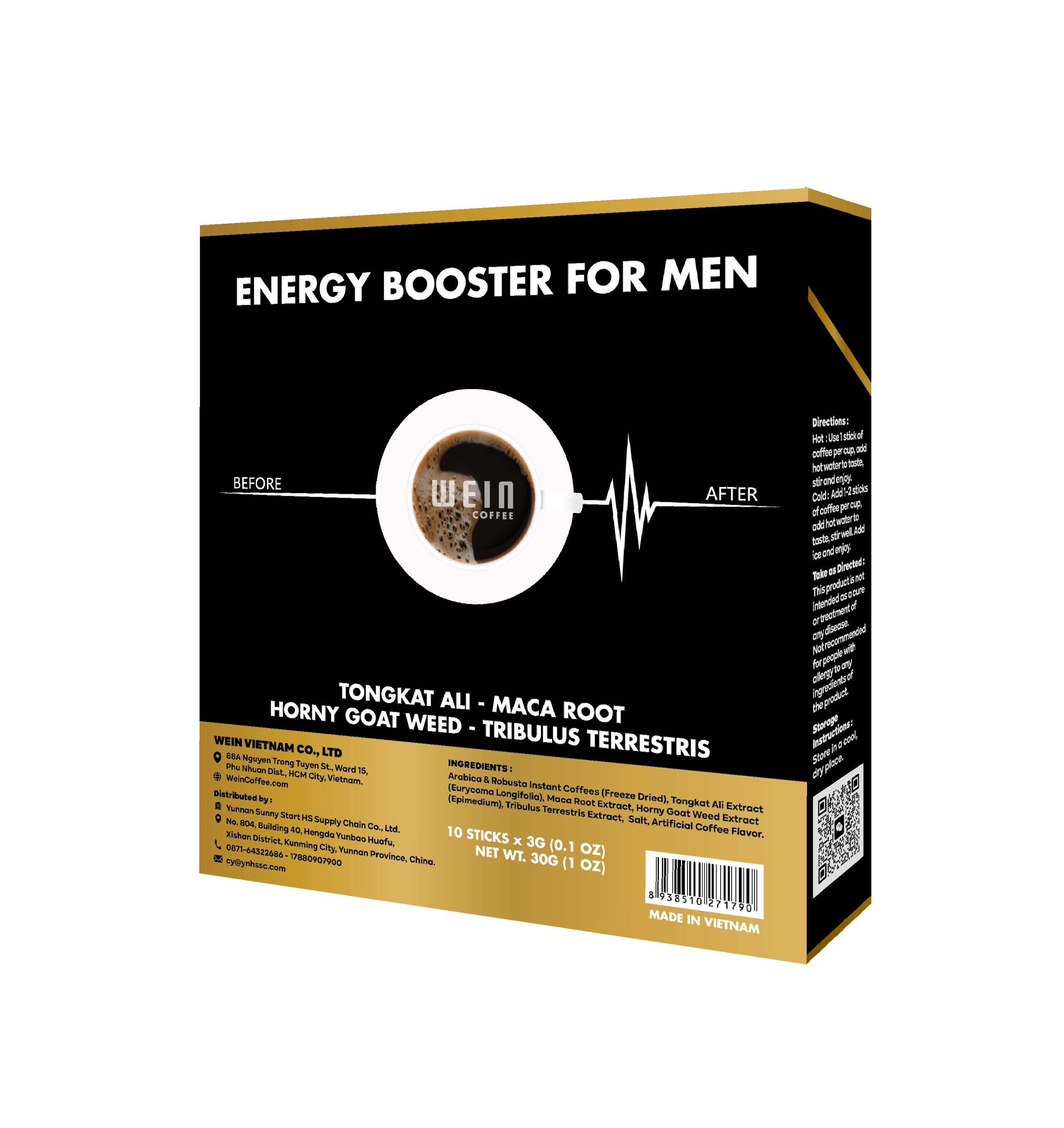 MR.STRONG COFFEE 5 IN 1 - ENERGY BOOSTER FOR MEN - BLACK COFFEE 5 IN 1